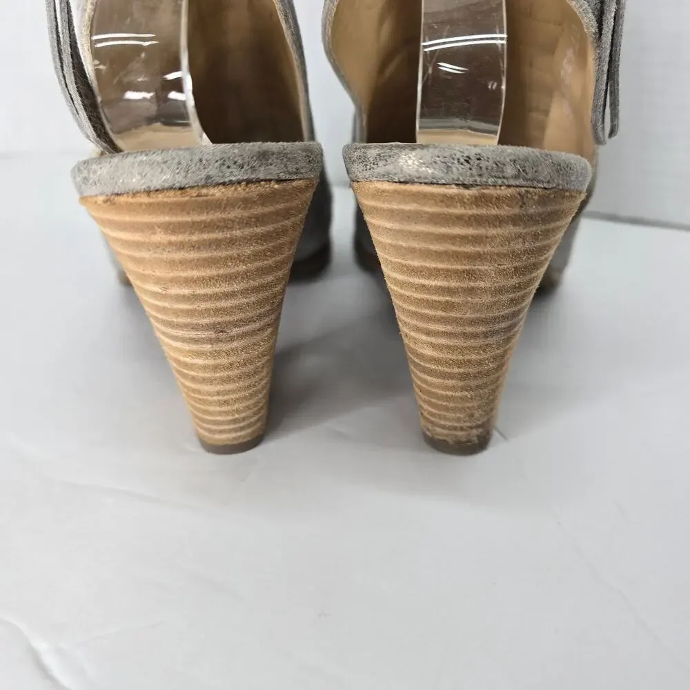 PAUL GREEN CAYENNE PEEP TOE SANDAL, METALLIC SIZE 7 (9.5)